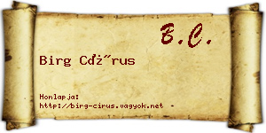 Birg Círus névjegykártya